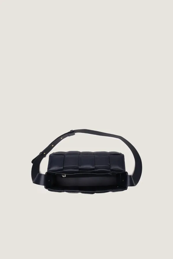 Goodge Padded Leather Shoulder Bag – Navy – view 3