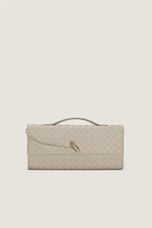 Leinster Leather Clutch – Light Grey – view 1