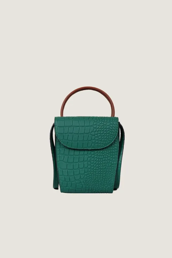 Margaret Mini Croc-Embossed Leather Shoulder Bag – Green – view 1
