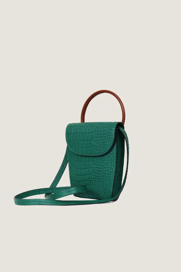 Margaret Mini Croc-Embossed Leather Shoulder Bag – Green – view 2