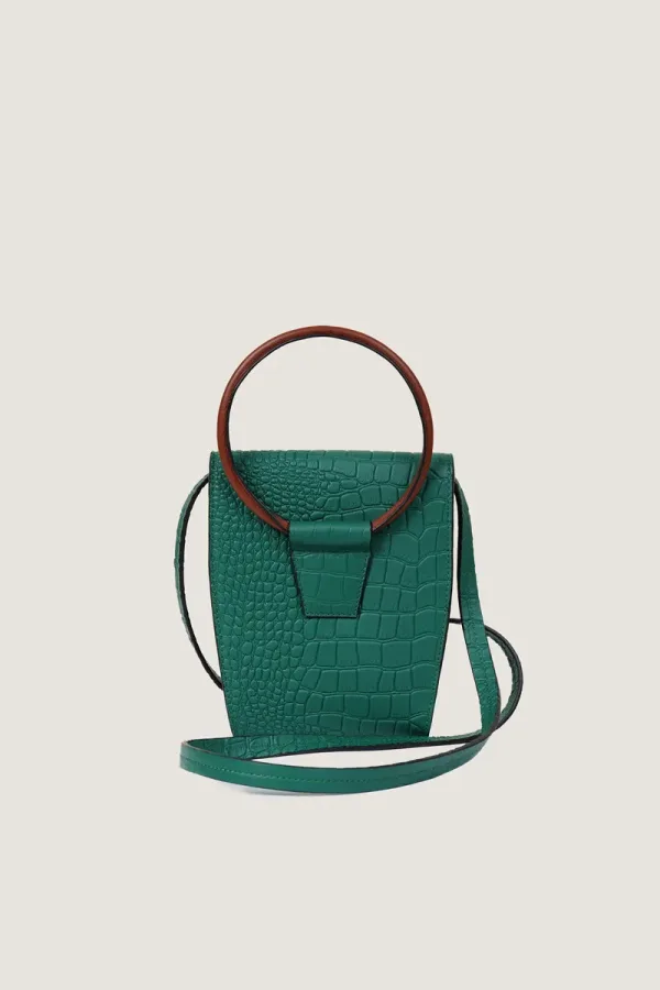Margaret Mini Croc-Embossed Leather Shoulder Bag – Green – view 4