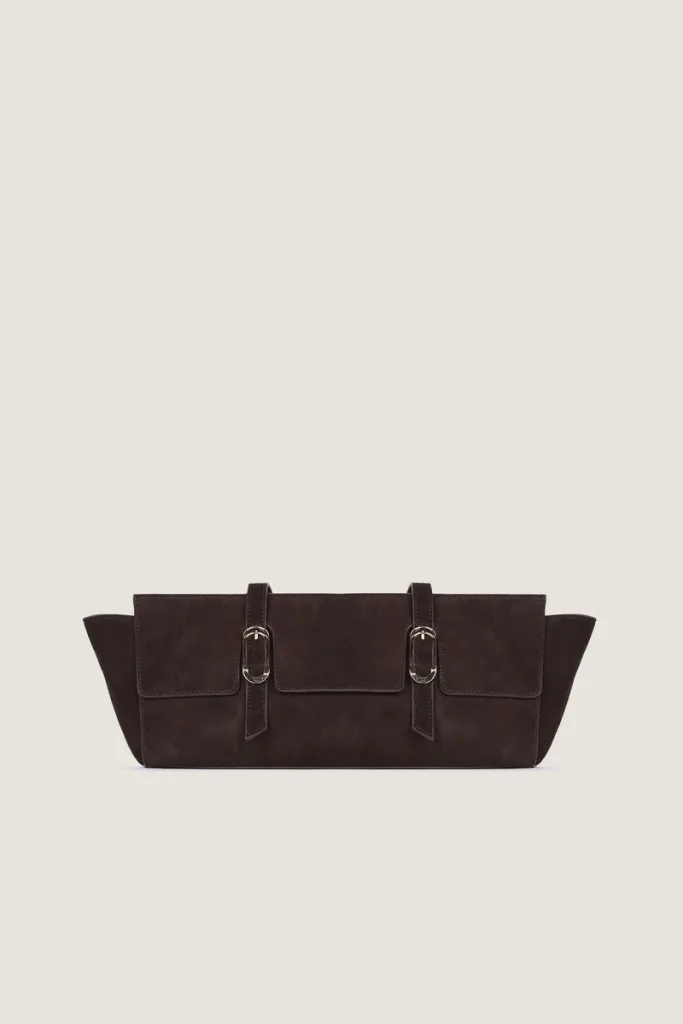 Mortimer Suede Leather Shoulder Bag – Chocolate Brown – view 1