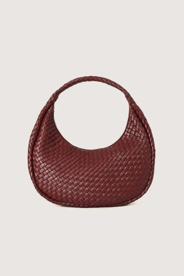 Newman Braided Leather Shoulder Bag – Burgundy – view 1