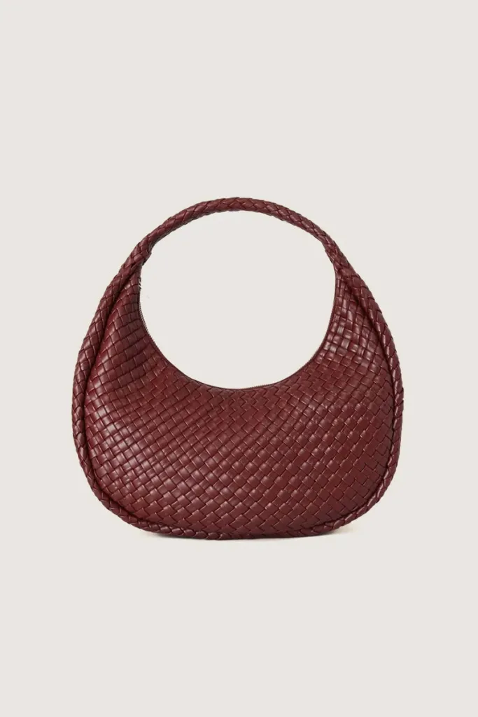 Newman Braided Leather Shoulder Bag – Burgundy – view 1