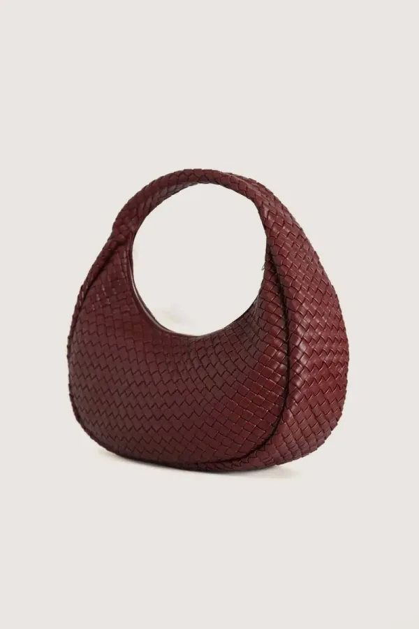 Newman Braided Leather Shoulder Bag – Burgundy – view 2