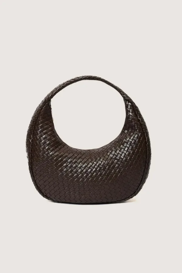 Newman Braided Leather Shoulder Bag – Chocolate Brown – view 1