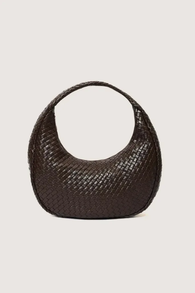 Newman Braided Leather Shoulder Bag – Chocolate Brown – view 1