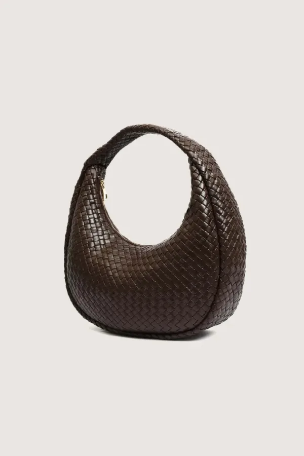 Newman Braided Leather Shoulder Bag – Chocolate Brown – view 2