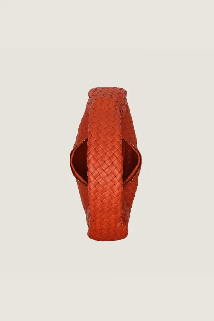 Newman Braided Leather Shoulder Bag – Orange – view 3