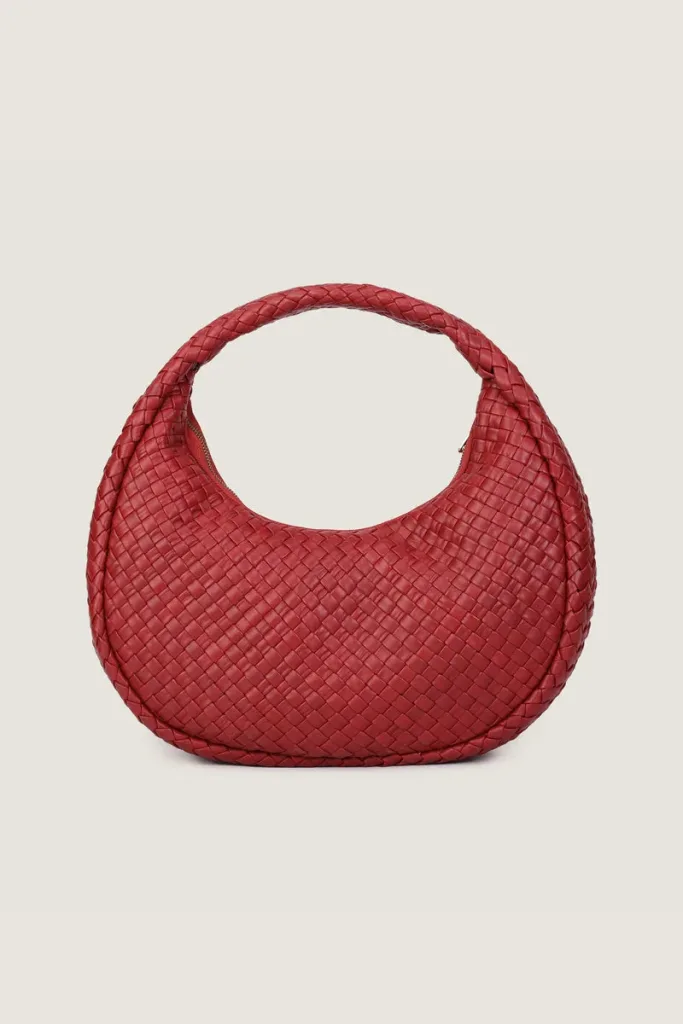 Newman Braided Leather Shoulder Bag – Red – view 1