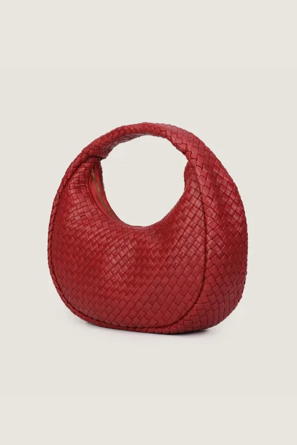 Newman Braided Leather Shoulder Bag – Red – view 2