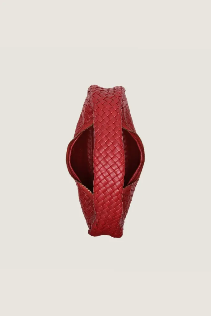 Newman Braided Leather Shoulder Bag – Red – view 3
