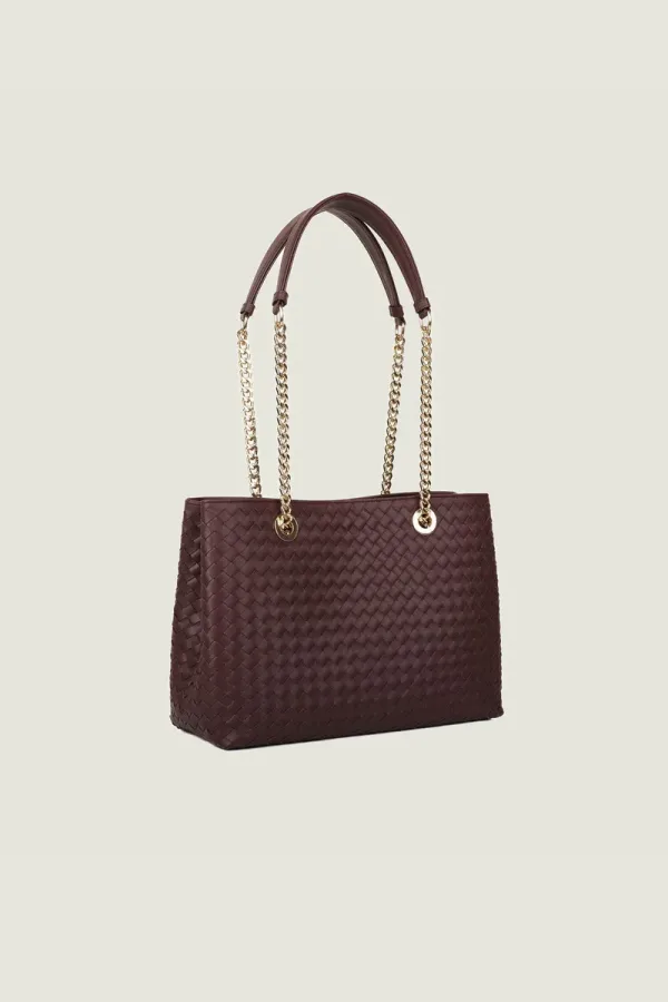 Percy Chain Leather Shoulder Bag – Burgundy – view 2