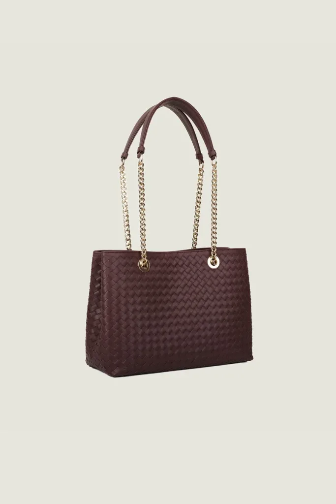 Percy Chain Leather Shoulder Bag – Burgundy – view 2