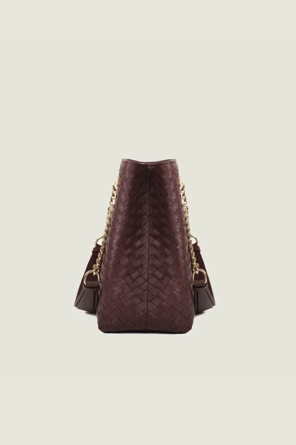 Percy Chain Leather Shoulder Bag – Burgundy – view 3
