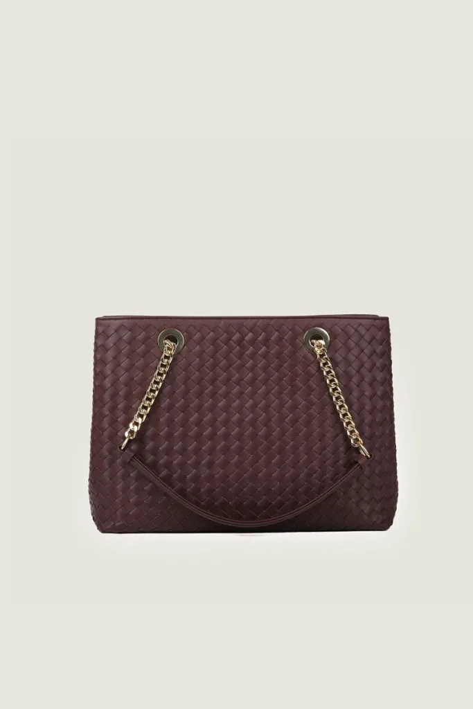 Percy Chain Leather Shoulder Bag – Burgundy – view 4
