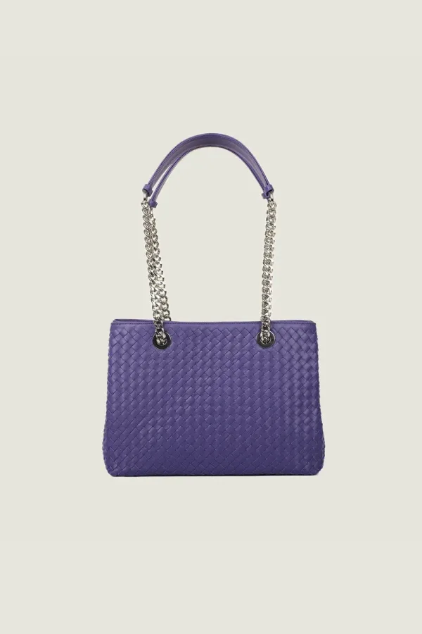 Percy Chain Leather Shoulder Bag – Purple – view 1