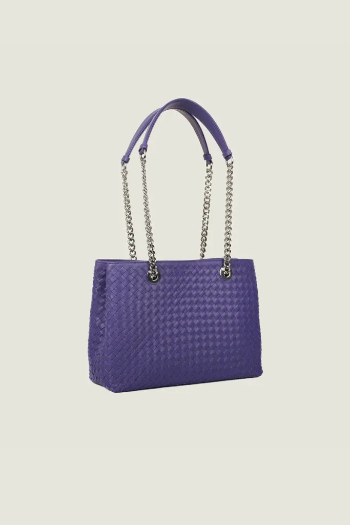 Percy Chain Leather Shoulder Bag – Purple – view 2