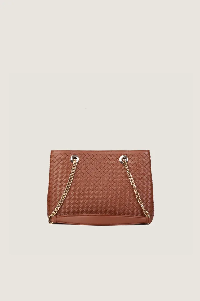 Percy Chain Leather Shoulder Bag – Tan – view 1