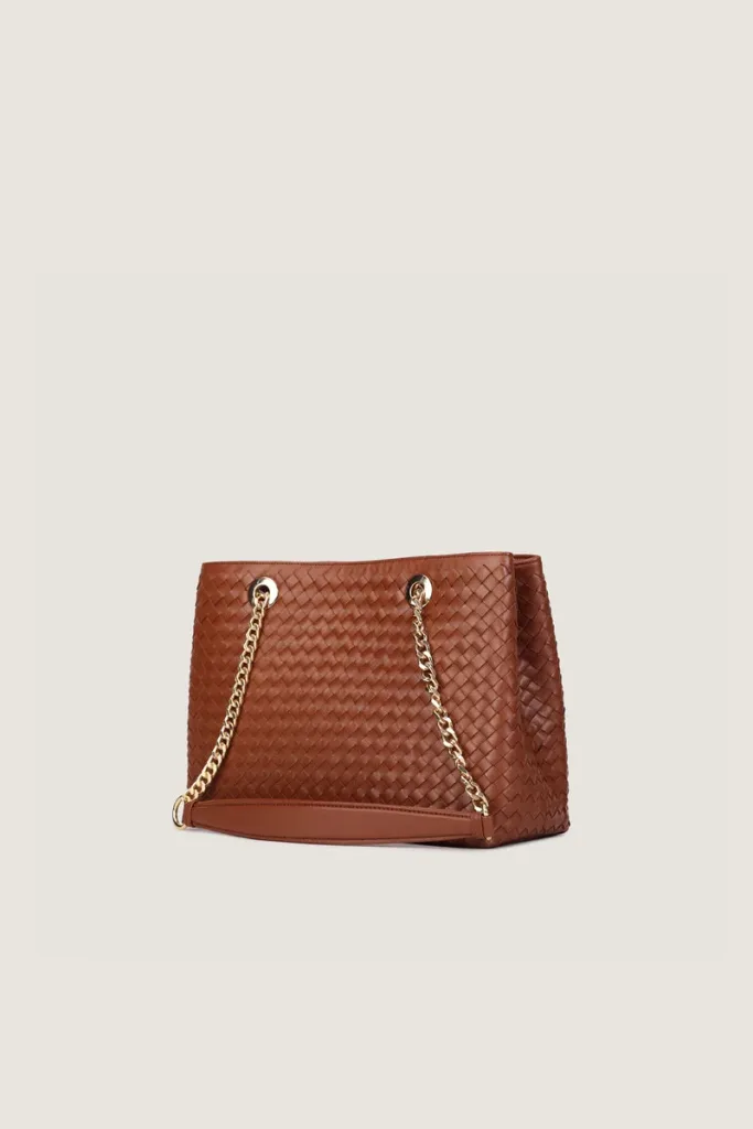 Percy Chain Leather Shoulder Bag – Tan – view 2