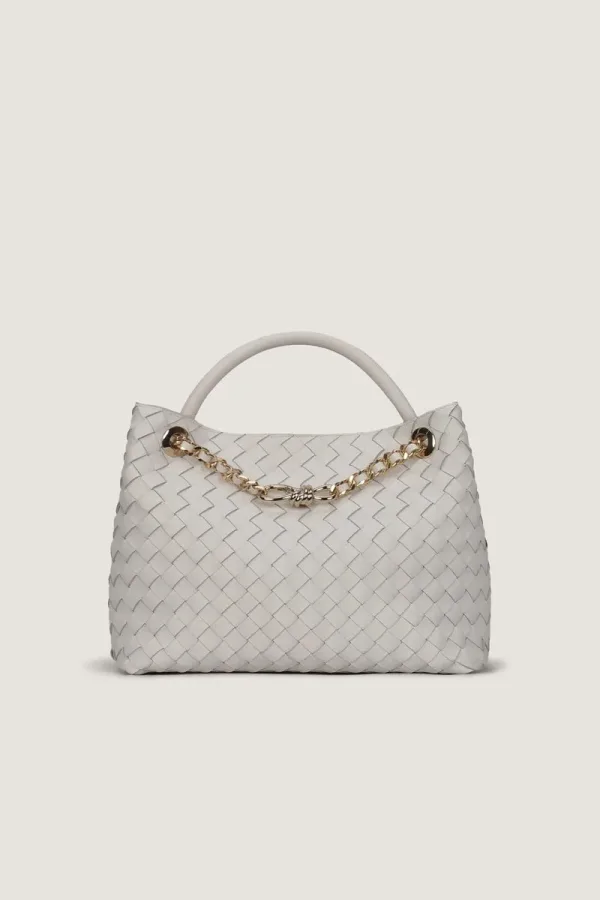 Warwick Gardens Large Chain Leather Shoulder Bag – Off White – view 1